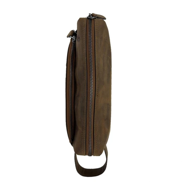 Hakiki Deri CA253 Dopp Kit El Çantası Tigon Taba - Resim 6