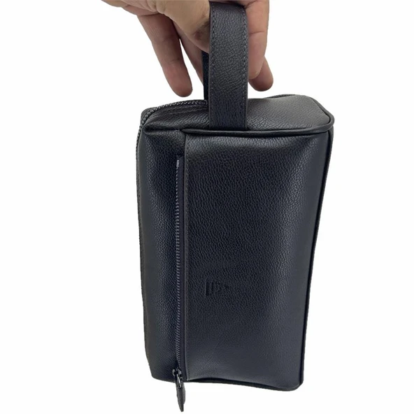 Hakiki Deri CA250 Dopp Kit El Çantası Siyah - Resim 7