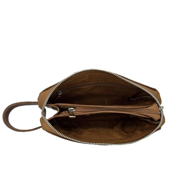 Diga Hakiki Deri 3006 Dopp Kit El Çantası Taba - Resim 2