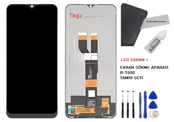 Tkgz - Oppo Realme C11 -2021- Uyumlu Lcd Ekran Dokunmatik Orijinal + B-7000 + TAMİR SETİ ürün görseli 1