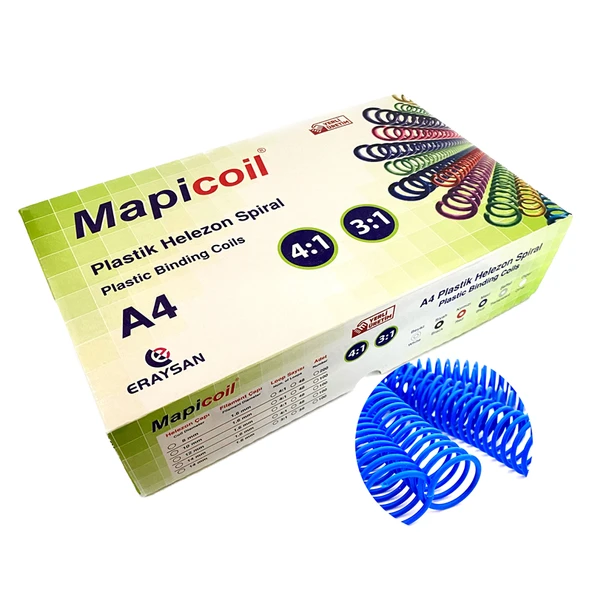 MAPİCOİL 4:1 PLASTİK HELEZON SPİRAL 12MM MAVİ 100 AD. 48 LOP ürün görseli 1