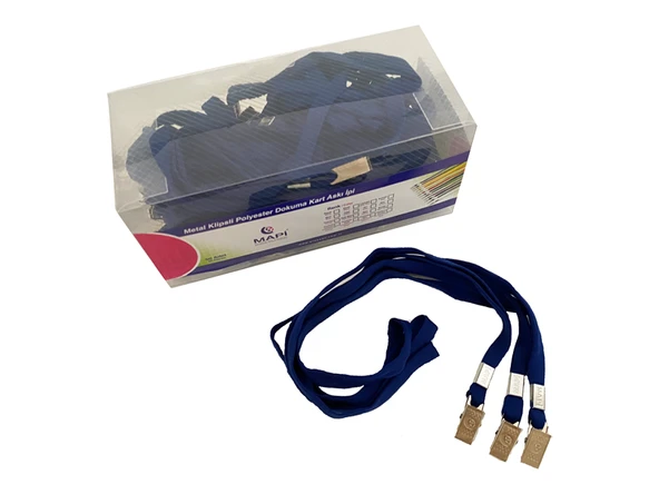 MAPİ METAL KLİPSLİ-POLYESTER DOKUMA KART ASKI İPİ LACİVERT 50'Lİ PAKET ürün görseli 1