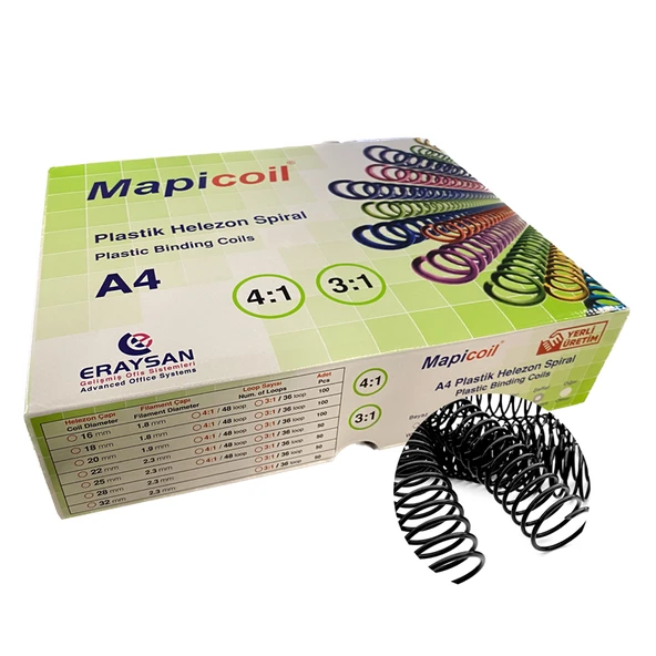 MAPİCOİL 3:1 PLASTİK HELEZON SPİRAL 50MM SİYAH 50 AD. 36 LOP ürün görseli 1