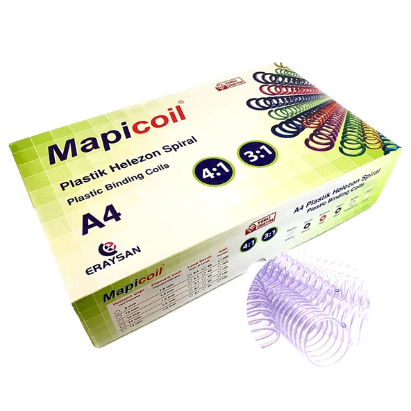 MAPİCOİL 4:1 PLASTİK HELEZON SPİRAL 14MM ŞEFFAF 100 AD. 48 LOP ürün görseli 1