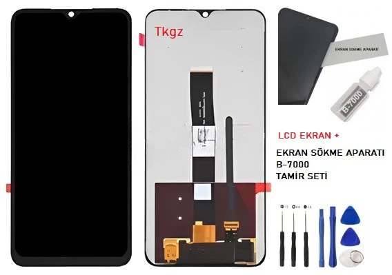 Tkgz - Xiaomi Redmi 9A Uyumlu Lcd Ekran Dokunmatik Orijinal + B-7000 + TAMİR SETİ ürün görseli 1