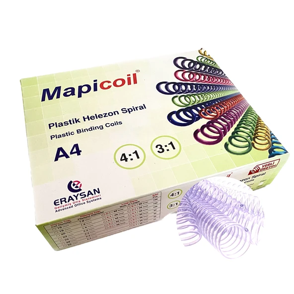 MAPİCOİL 4:1 PLASTİK HELEZON SPİRAL 16MM ŞEFFAF 100 AD. 48LOP ürün görseli 1