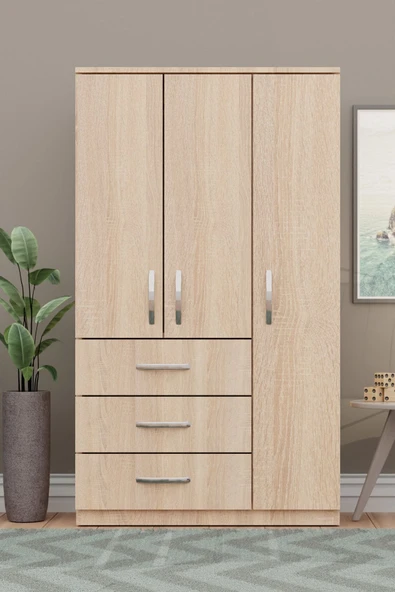 Metalia GM 302-S Ece Lüx 3 Kapı 3 Çekmeceli Sonomo Gardırop ürün görseli 1