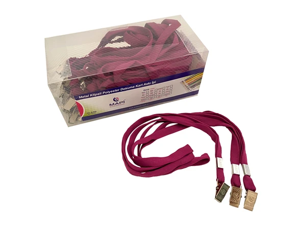 MAPİ METAL KLİPSLİ-POLYESTER DOKUMA KART ASKI İPİ MOR 50'Lİ PAKET ürün görseli 1