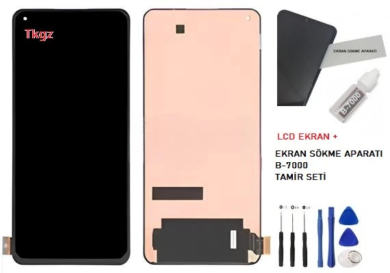 Tkgz - Xiaomi Mi 11 LİTE Uyumlu Lcd Ekran Dokunmatik Orijinal + B-7000 + TAMİR SETİ ürün görseli 1