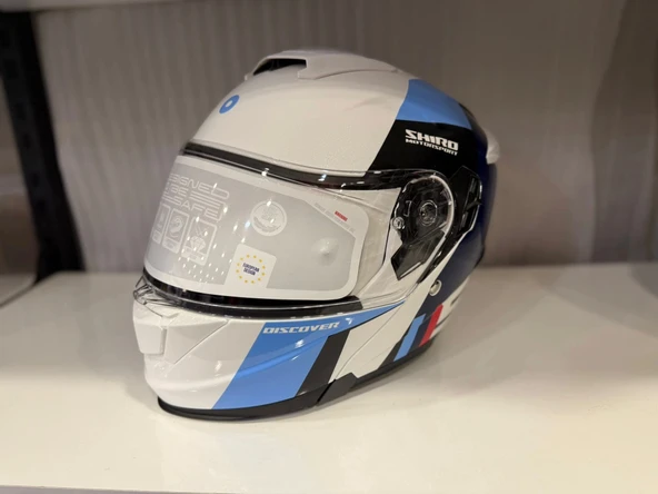 KASK SHIRO DİSCOVER SPOWER PARLAK BEYAZ/MAVİ/LACİVERT ürün görseli 1