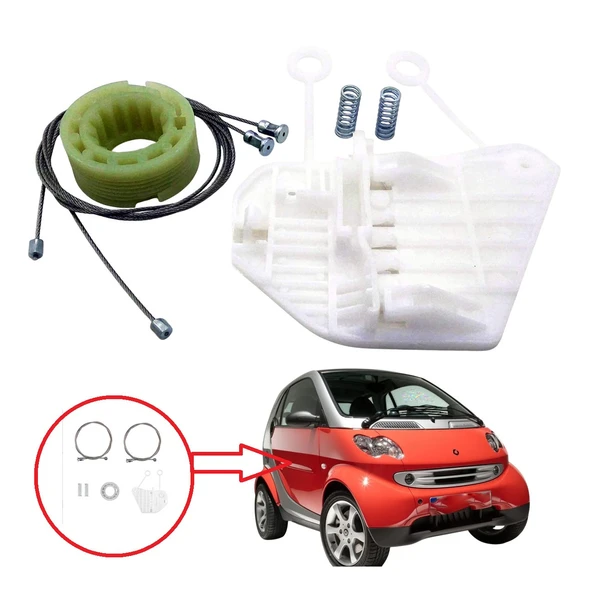 Smart Fortwo MK1 450 1998-2007 2/3-Kapı Hatchback Coupe Cabrio Convertible C0002702V001 İçin Elektrikli Ön Sağ Kapı Cam Kriko İndirme Kaldırma Mekanizması Tamir Seti ürün görseli 1