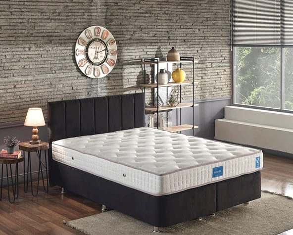 Niron Juliette 200x200 cm Çift Kişilik Lüks Yatak Seti - Siyah Kumaş Baza, Başlık ve Yatak Takımı ürün görseli 1