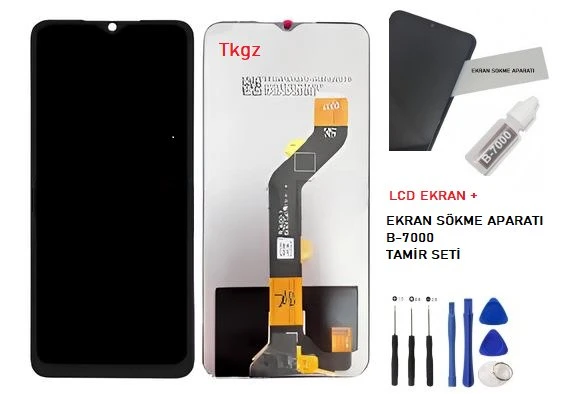 Tecno Spark 9T Uyumlu Lcd Ekran Dokunmatik SERVİS Orijinali + B-7000 + TAMİR SETİ ürün görseli 1