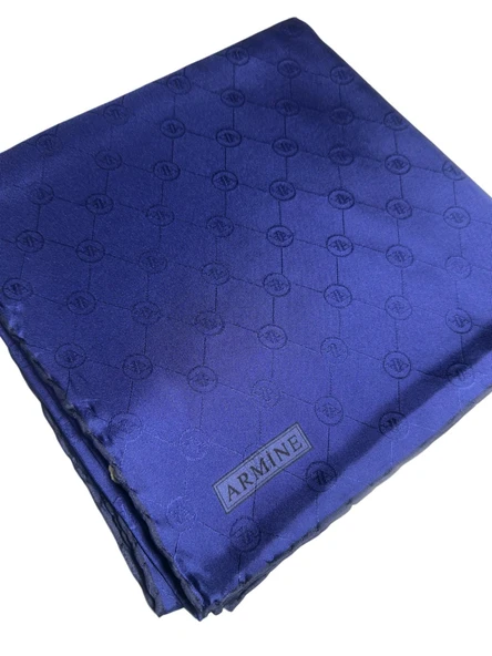 JAKARLI İPEK EŞARP 2000 (J) - MONOGRAM DESENLİ - 29 - LACİVERT ürün görseli 1