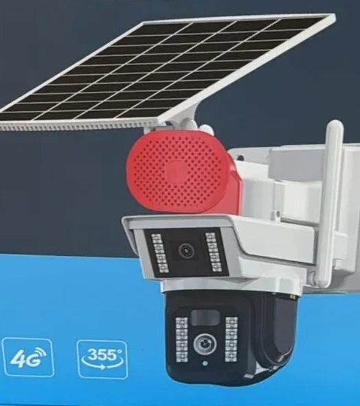 O-kam 3940 Solar Sim Kartlı Güvenlik Kamerası Güneş Enerjili 4G Dual Lens Kamera ürün görseli 1