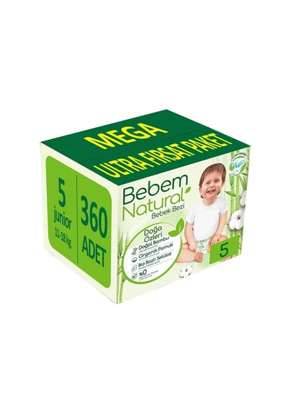 Bebem Natural 5 Numara Junior 360'lı Bebek Bezi ürün görseli 1