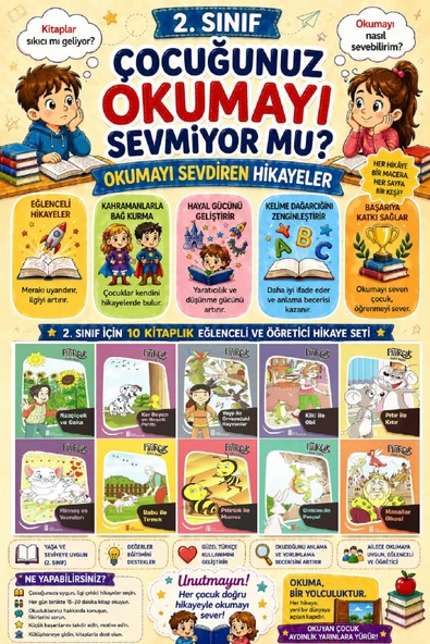 2.Sınıf Okumayı Sevdiren 10 lu Hikaye Seti 5 (32 sayfa) ürün görseli 1