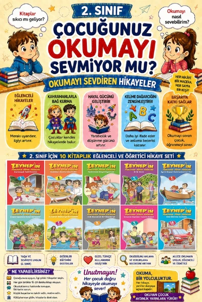 2.Sınıf Okumayı Sevdiren 10 lu Hikaye Seti 6 (64 sayfa) ürün görseli 1