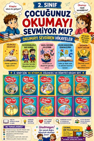 2.Sınıf Okumayı Sevdiren 10 lu Hikaye Seti 7 (64 sayfa) ürün görseli 1