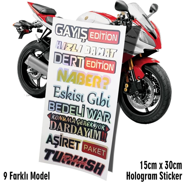türkçe yazılar motosiklet araba kask laptop cam uyumlu sticker ürün görseli 1