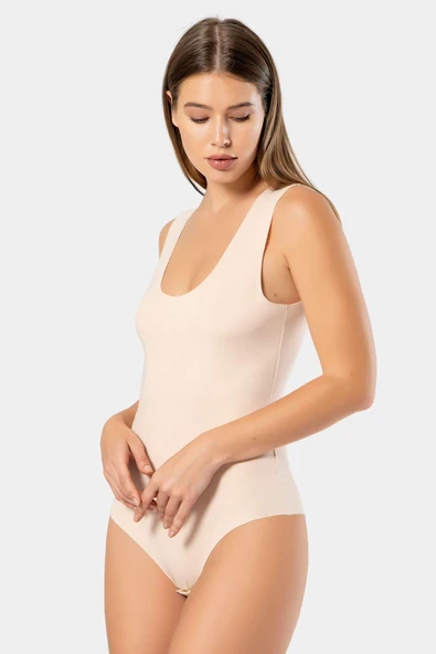 Türen Kadin Lazer Kesim Pamuklu Çitçitli Body 905/Ten ürün görseli 1