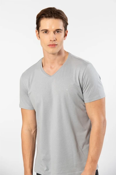 Cacharel Erkek V Yaka T-shirt 2170/Gri ürün görseli 1