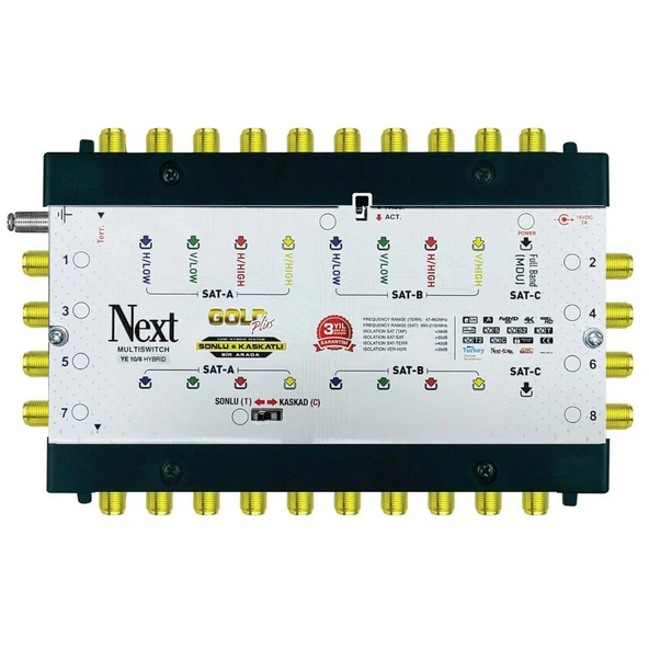 NEXT Sonlu Kaskatlı Uydu Santral 10/8 Multiswitch Hibrit ürün görseli 1