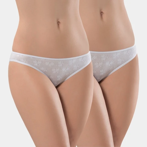 Türen Kadin Jakarli 2'li Pamuklu Bikini Külot 256/Beyaz ürün görseli 1