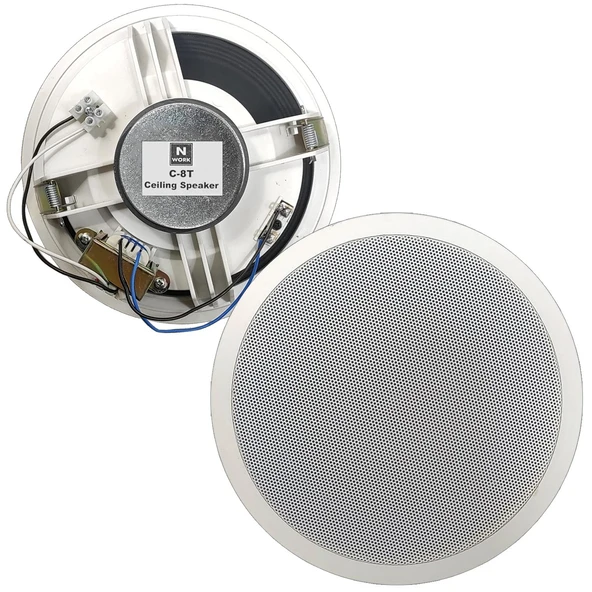 NWORK C-8WT Alçıpan Tavan Hoparlör 20cm 10 Watt Trafolu Beyaz ürün görseli 1