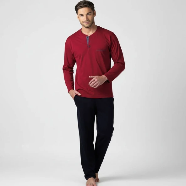 Pierre Cardin Erkek Pijama Takımı 5454 Bordo ürün görseli 1