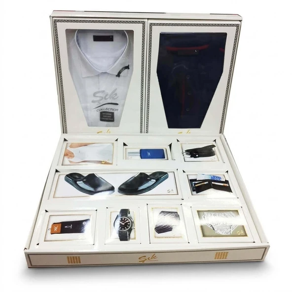 Şık 11 Parça Gömlek Pijama Full Damat Seti ürün görseli 1