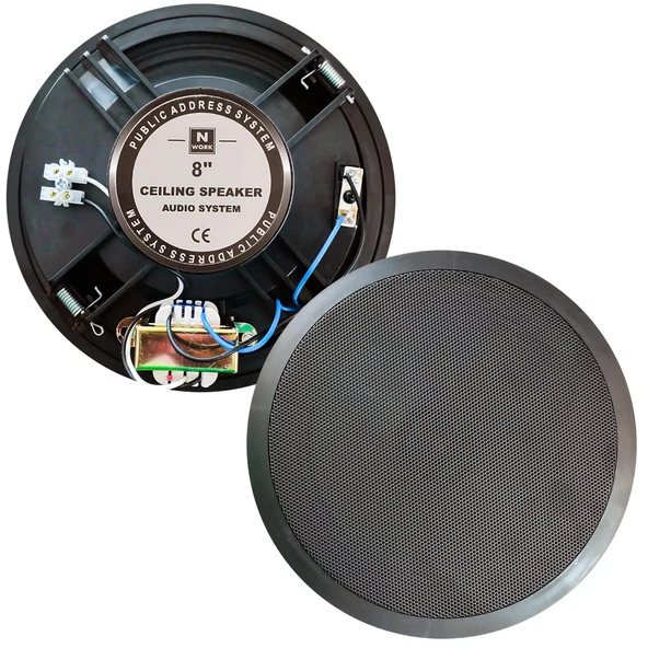 NWORK C-8BT Alçıpan Tavan Hoparlör 20cm 10 Watt Trafolu Siyah ürün görseli 1