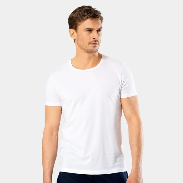 Cacharel Erkek Bisiklet Yaka T-Shirt 2169/Beyaz ürün görseli 1