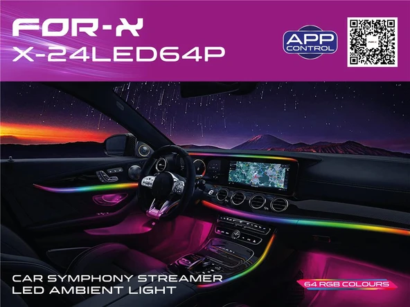 Ambians Led App Kontrol Rgb 64renk Sese Duyarlı For-x X-24led64p ürün görseli 1