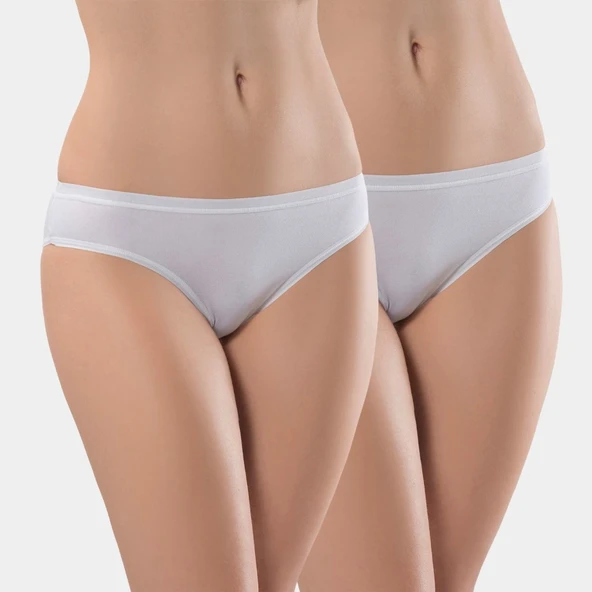Türen Kadin Likrali  2'li Pamuklu Bikini Külot 230/Beyaz ürün görseli 1