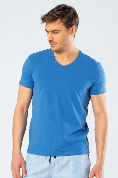 Cacharel Erkek V Yaka Likrali T-shirt 1332/Saks ürün görseli 1