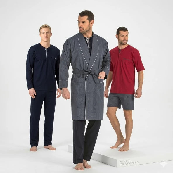 Pierre Cardin 5li Penye Robdöşambr Damat Pijama Set 5560 ürün görseli 1