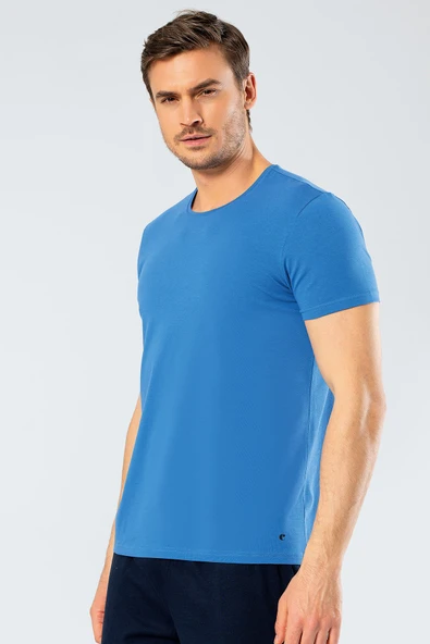 Cacharel Erkek Bisiklet Yaka Likrali T-shirt 1331/Saks ürün görseli 1
