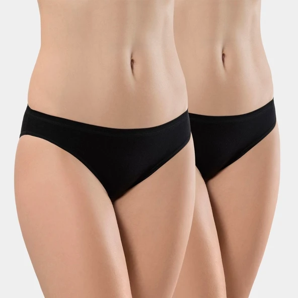 Türen Kadin Likrali 2'li Pamuklu Bikini Külot 230/Siyah ürün görseli 1