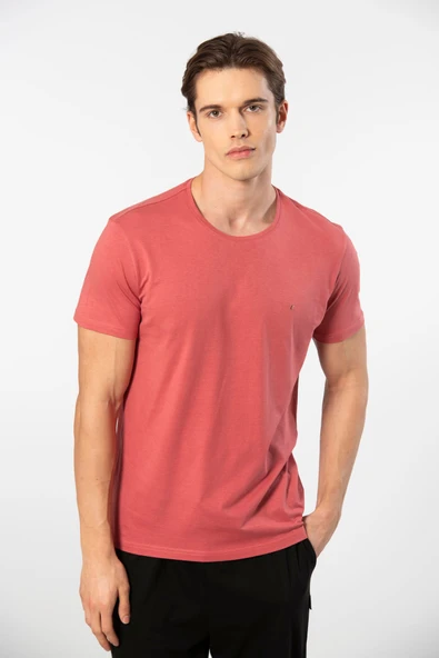 Cacharel Erkek Bisiklet Yaka T-shirt 2169/Mercan ürün görseli 1