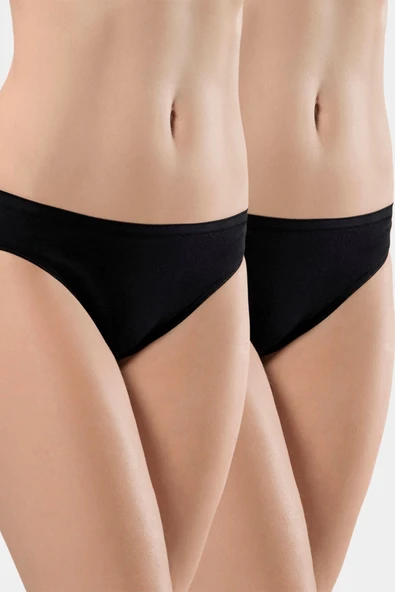 Türen Kadin Biyeli Pamuklu Bikini Külot 2'li Paket 270/Siyah ürün görseli 1