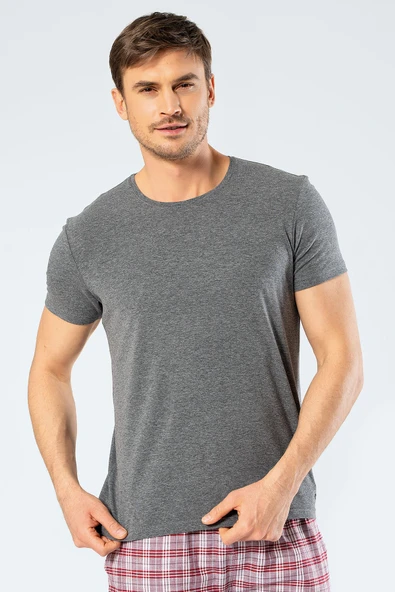 Cacharel Erkek Bisiklet Yaka Likrali T-shirt 1331/Antrasit ürün görseli 1