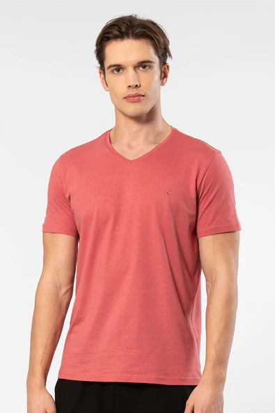 Cacharel Erkek V Yaka T-shirt 2170/Mercan ürün görseli 1