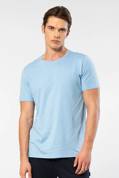 Cacharel Erkek Bisiklet Yaka T-shirt 2169/Açık Mavi ürün görseli 1
