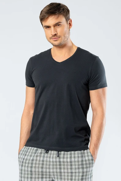 Cacharel Erkek V Yaka Likrali T-shirt 1332/Olive ürün görseli 1