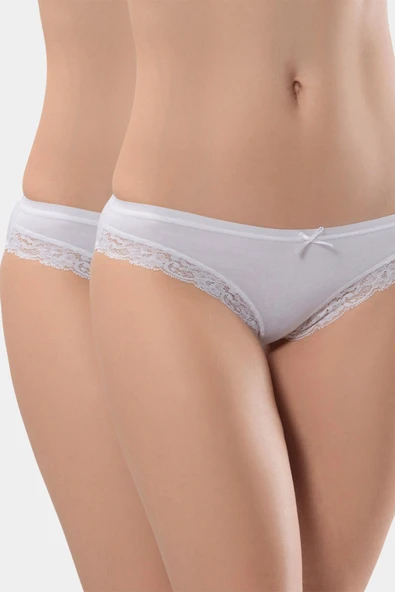 Türen Kadin Likrali Fistolu Bikini (2'li Paket) 238/Beyaz ürün görseli 1
