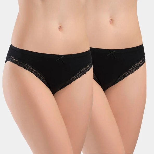 Türen Kadin Likrali Fistolu Bikini (2'li Paket) 238/Siyah ürün görseli 1