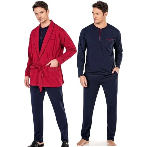 Pierre Cardin 5605 3'lü Röpteşambır Pijama Seti - Bordo ürün görseli 1
