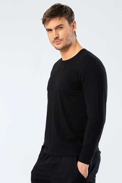 Cacharel Erkek Uzun Kollu T-Shirt 1333/Siyah ürün görseli 1