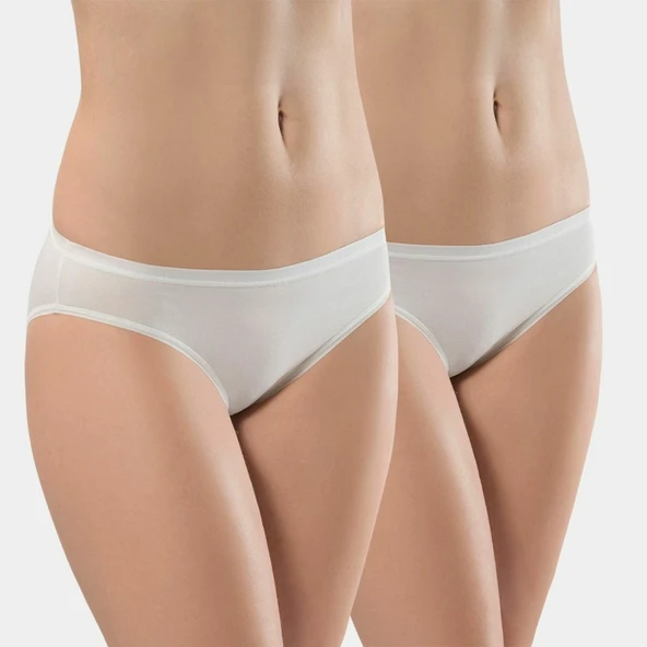 Türen Kadin Likrali 2'li Pamuklu Bikini Külot 230/Krem ürün görseli 1